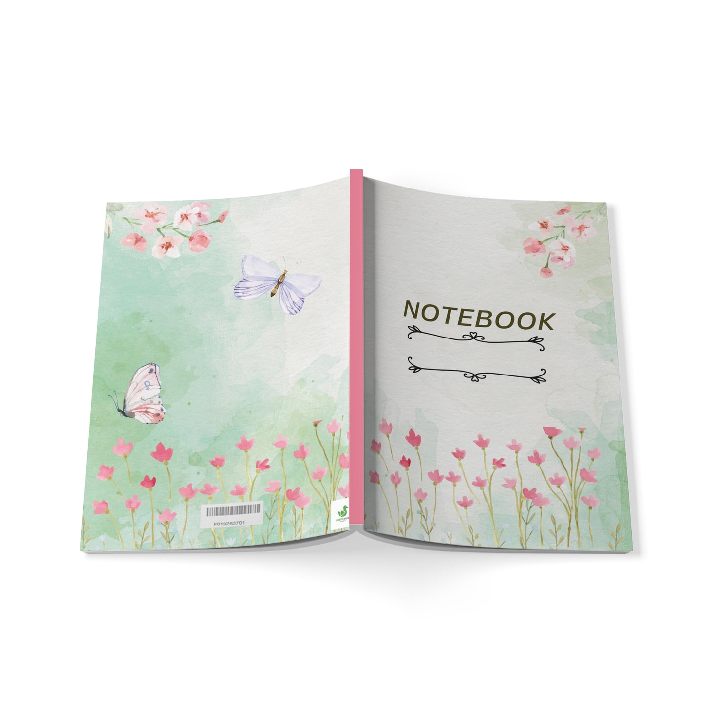 Floral Softcover Notebook, Journal, Gift for Students, Writing Journal, Butterfly Decor, Floral Theme, Compact A5 Size
