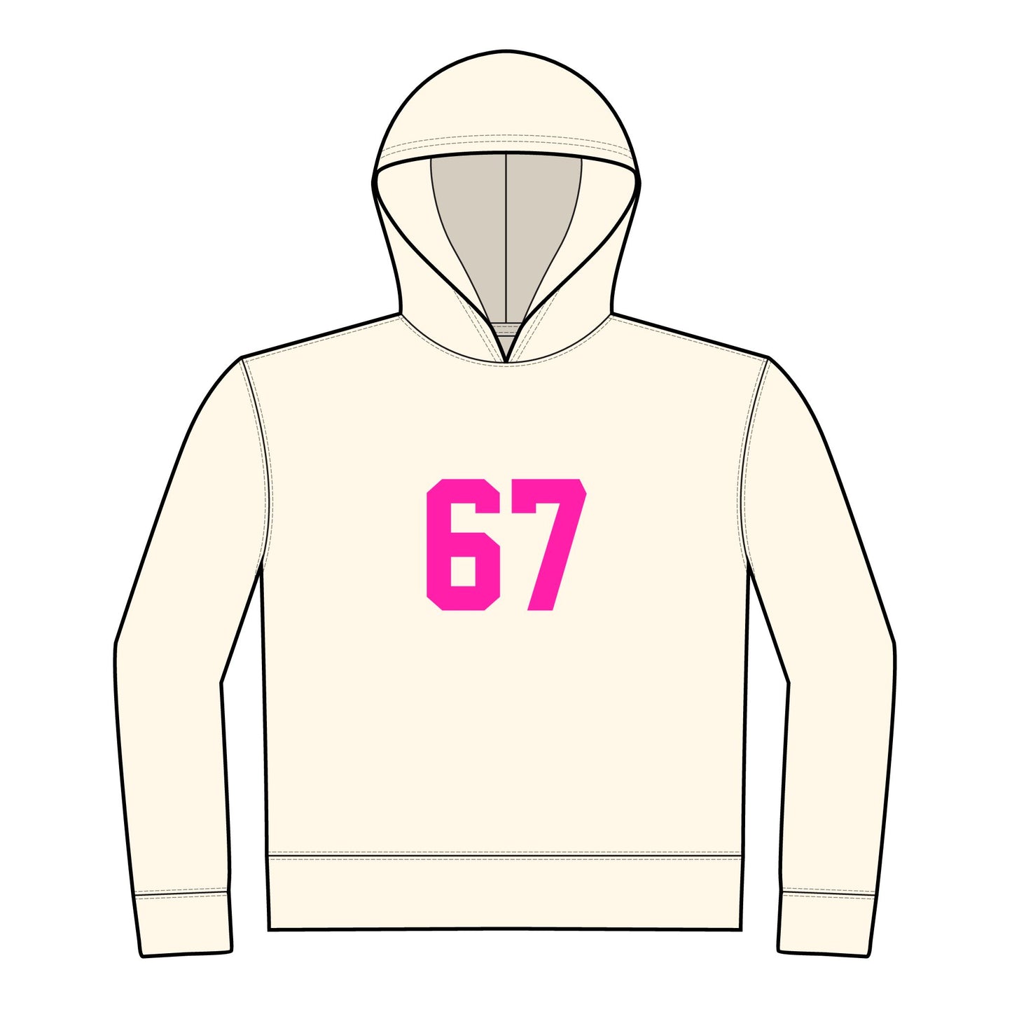 Youth Hoodie - BOLD Pink 67 Meme Design, no front pockets,