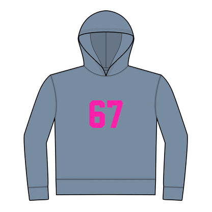 Youth Hoodie - BOLD Pink 67 Meme Design, no front pockets,