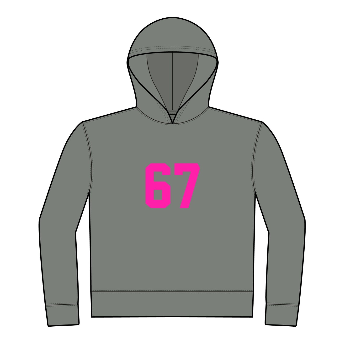 Youth Hoodie - BOLD Pink 67 Meme Design, no front pockets,