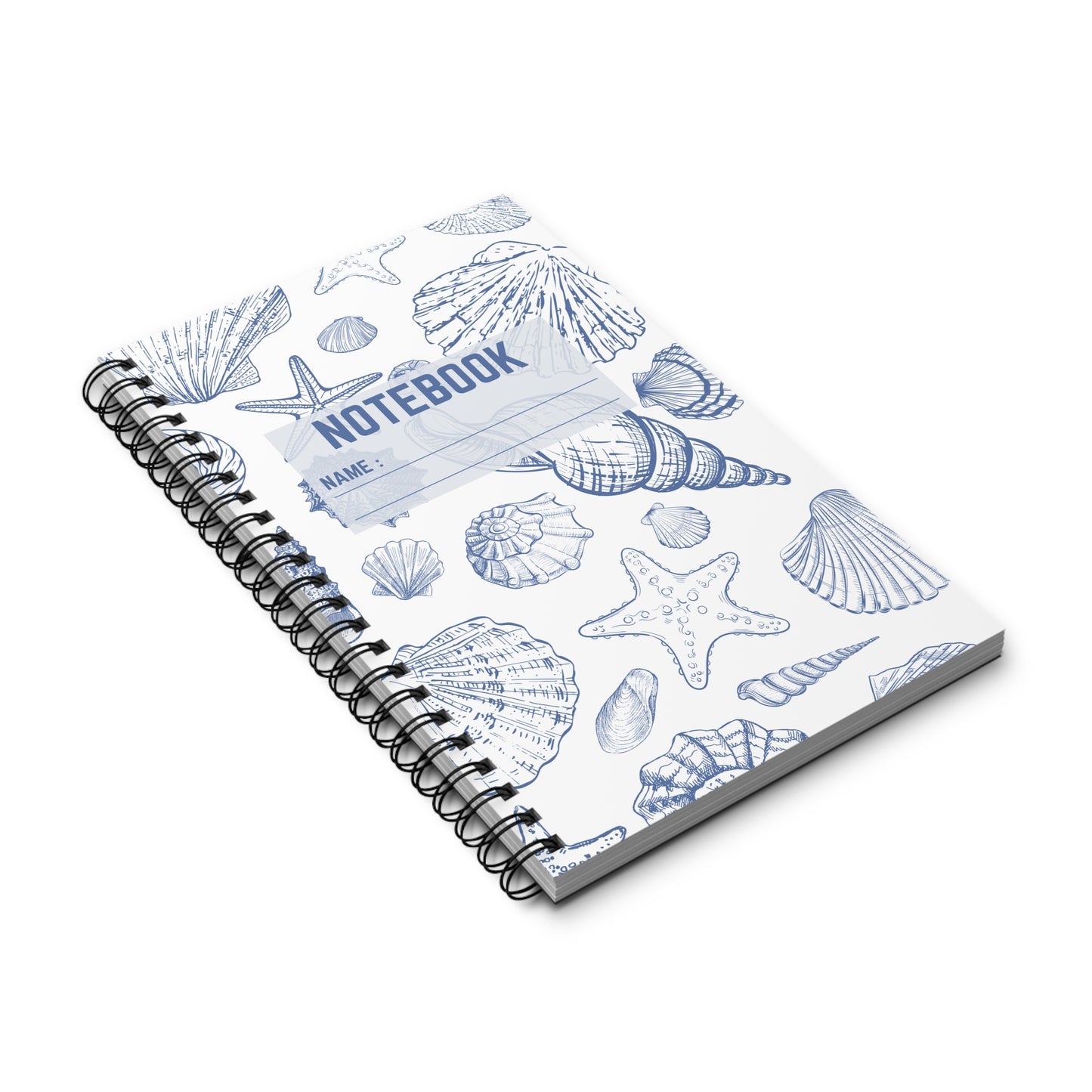 Cuaderno de espiral con diseño de conchas marinas - Diario náutico para amantes de la playa, regalo, decoración oceánica, planificador de viajes, tamaño compacto: 15 x 20 cm