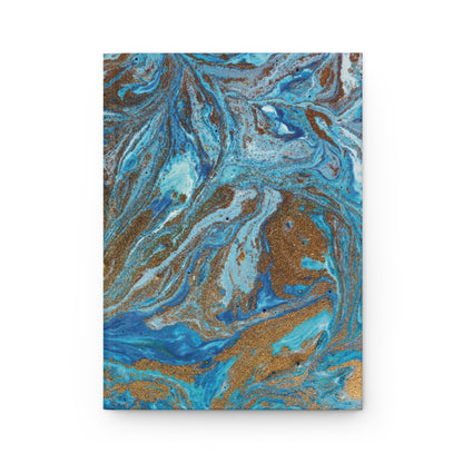 Elegant Royal Blue & Gold Swirl Designer Notebook - Hardcover Journal
