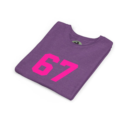 Youth Tee — Bold Pink "67" Number Sports Shirt, meme
