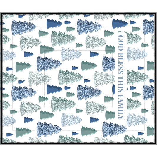 God Bless This Family Christmas Comforter – Elegant Blue Tree Artwork