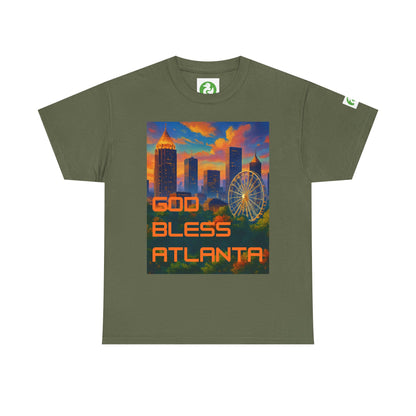 Camiseta con el horizonte de la ciudad - Diseño de Dios bendiga Atlanta