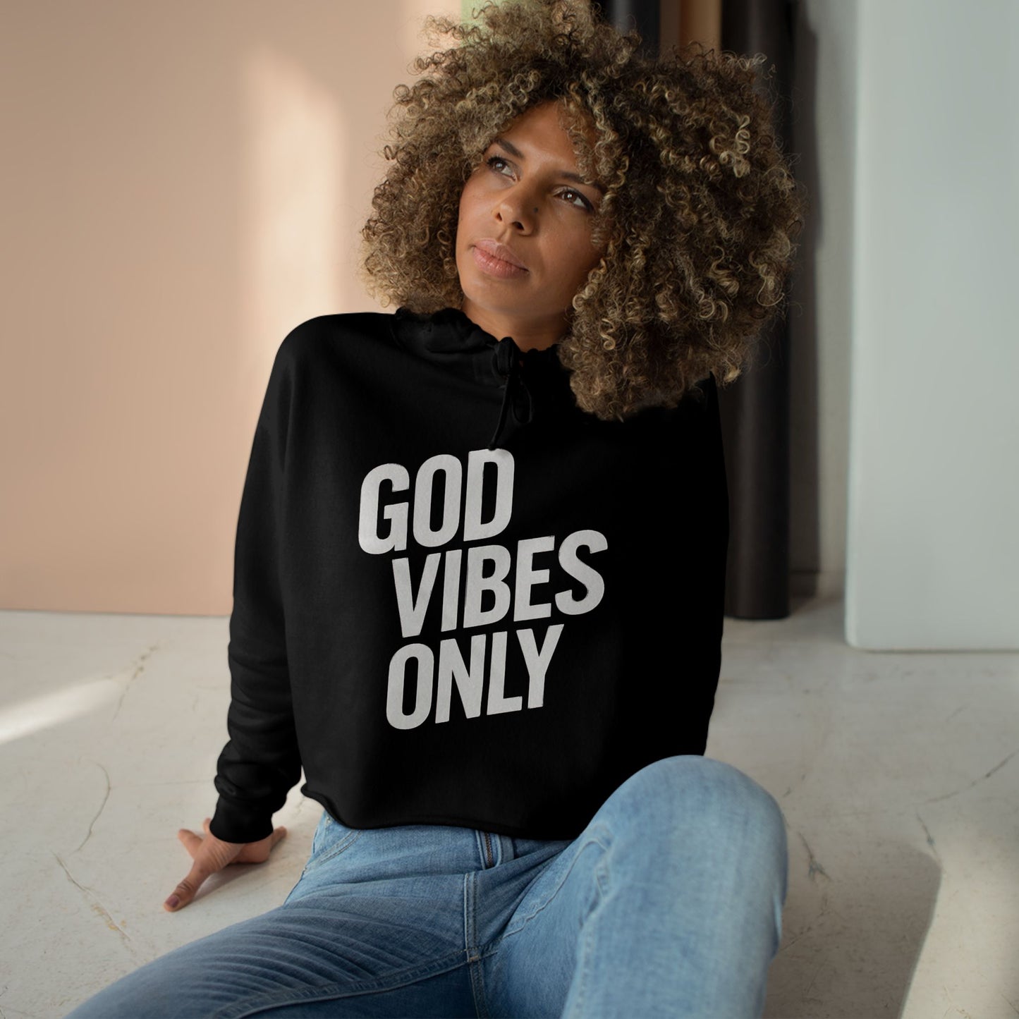 "God Vibes Only" Crop Hoodie