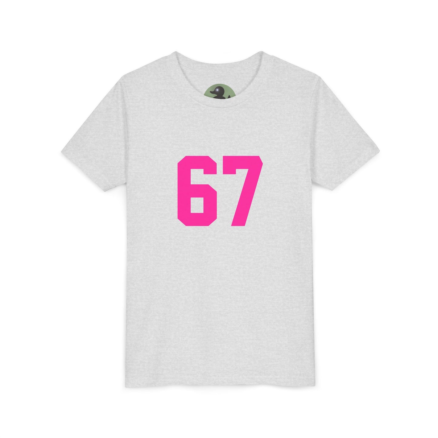 Youth Tee — Bold Pink "67" Number Sports Shirt, meme