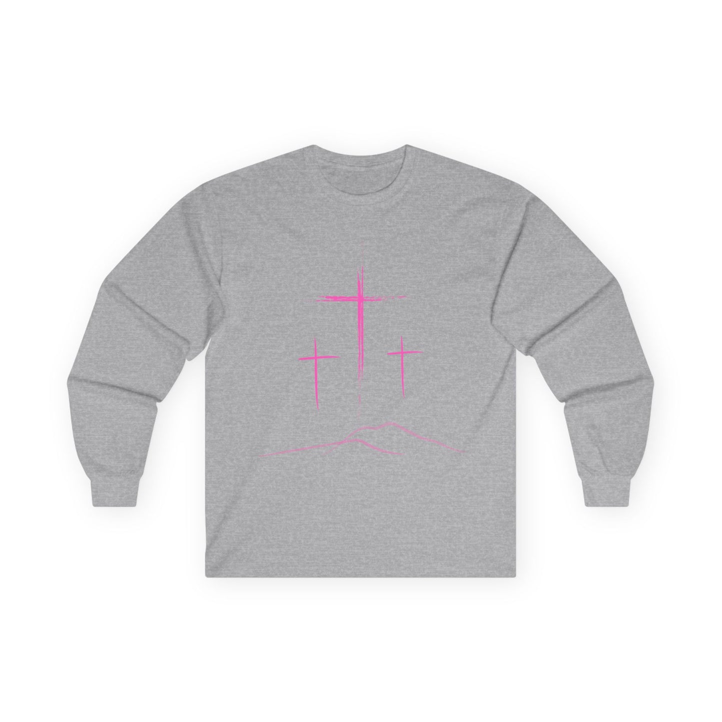 Long Sleeve Tee - Minimal 3 Pink Cross Design