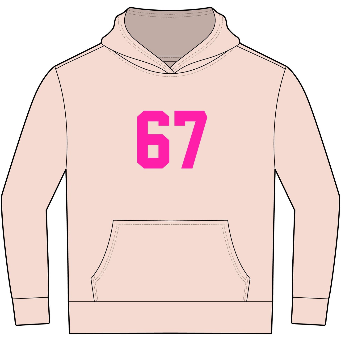 Youth Hoodie - Meme 67 Kids Fleece Hoodie, Pink Numbers