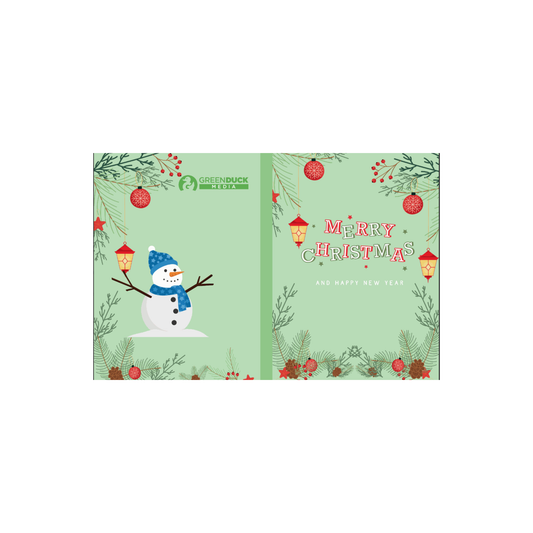 Merry Christmas Notebook with festive snowman and holiday decorations cover for journaling and gift giving