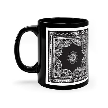 Taza de café con pañuelo estampado cachemir negro – Estilo campestre y occidental