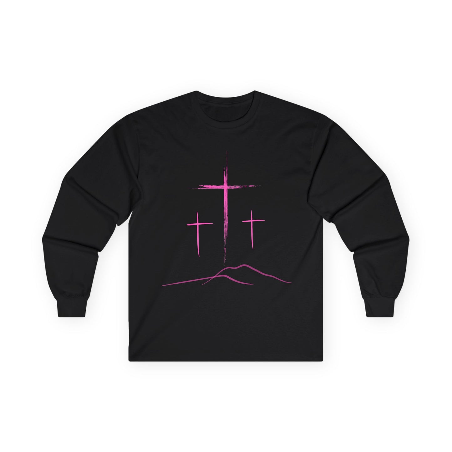 Long Sleeve Tee - Minimal 3 Pink Cross Design