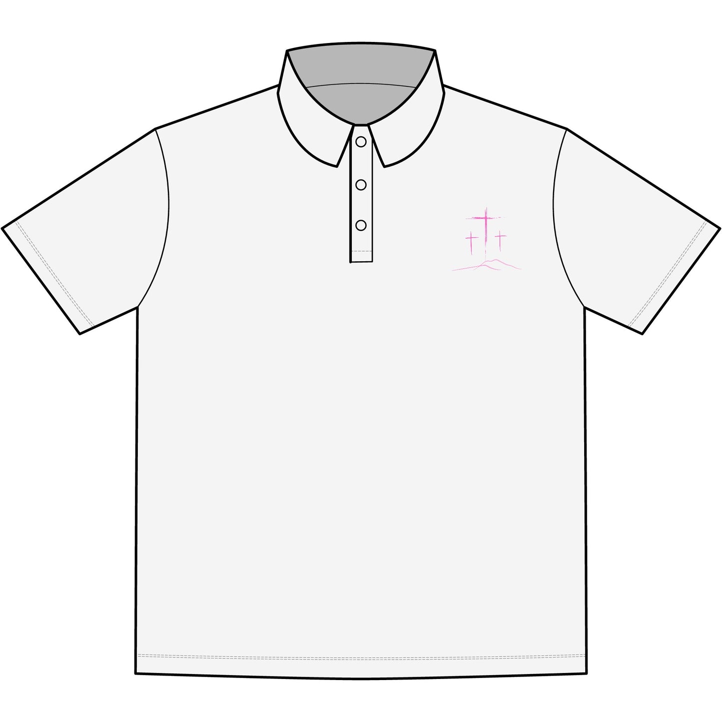 Men's 3 Pink Crosses -  Jersey Polo Shirt — Embroidered Chest (Great looking)