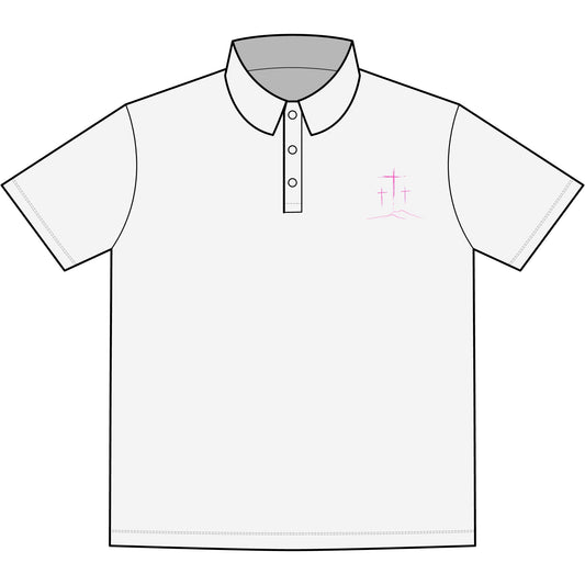 Men's 3 Pink Crosses -  Jersey Polo Shirt — Embroidered Chest (Great looking)