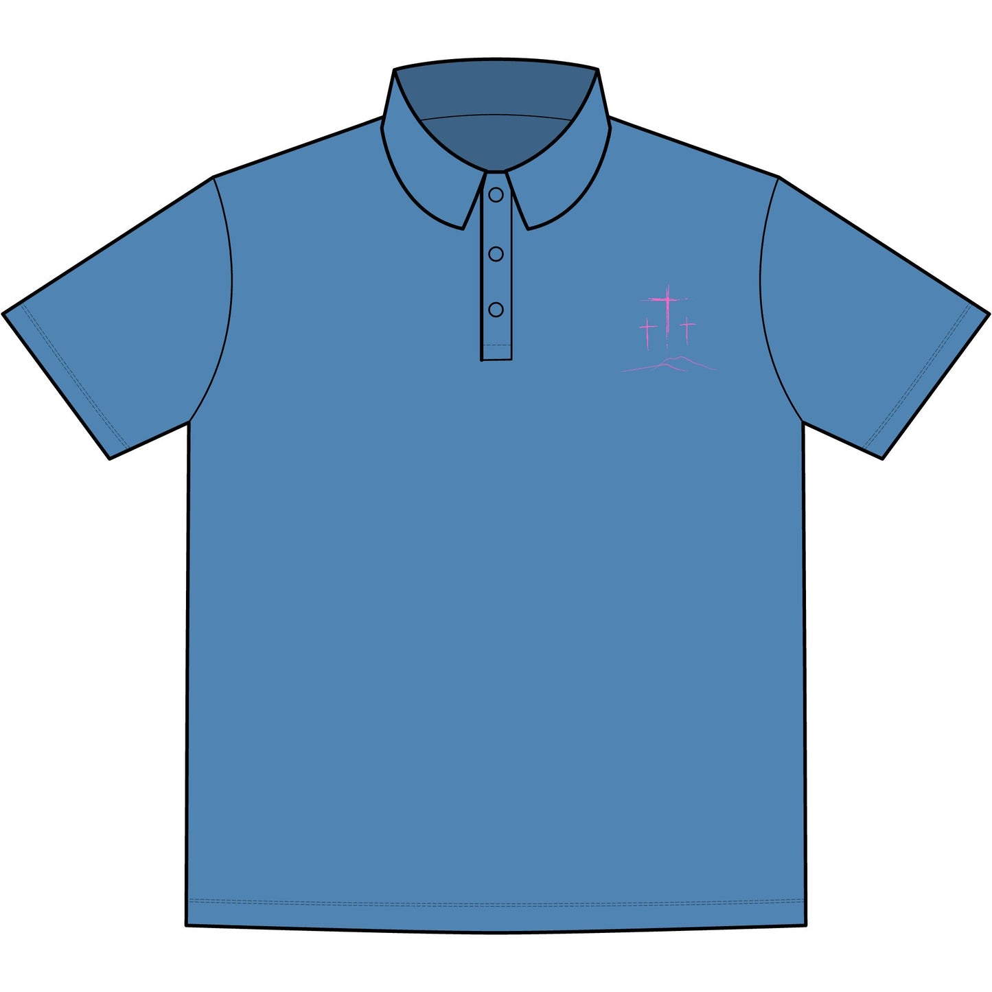Men's 3 Pink Crosses -  Jersey Polo Shirt — Embroidered Chest (Great looking)
