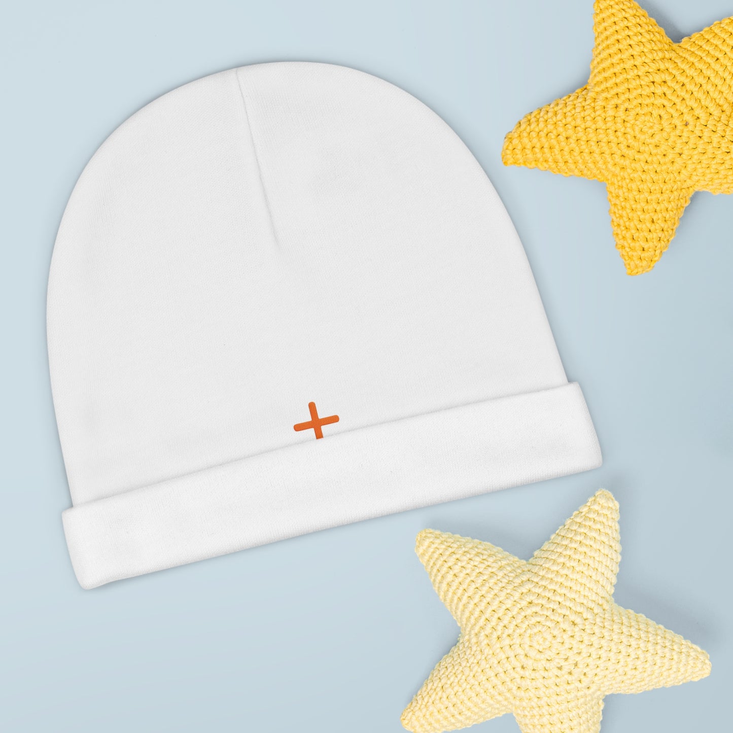 Cross Logo White & Orange Beanie - Green Duck Media Faith Collection