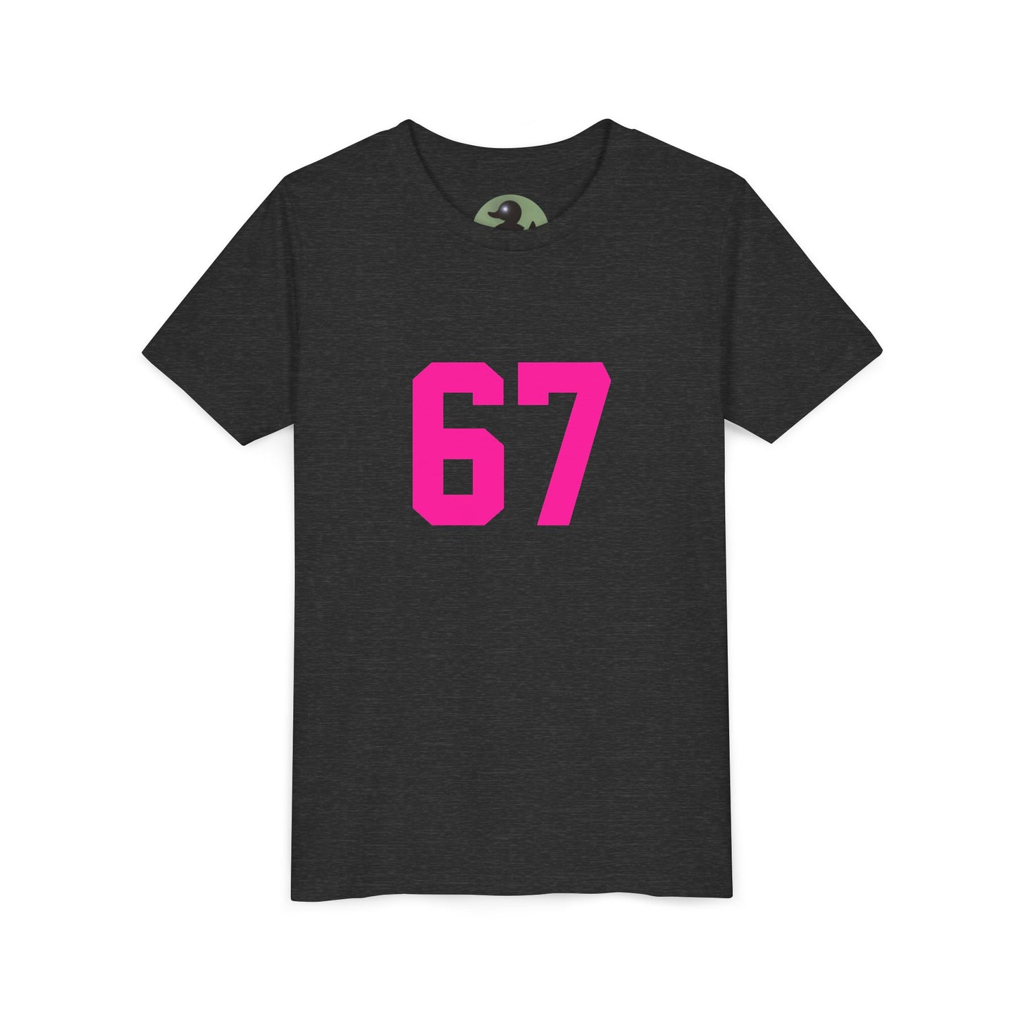 Youth Tee — Bold Pink "67" Number Sports Shirt, meme