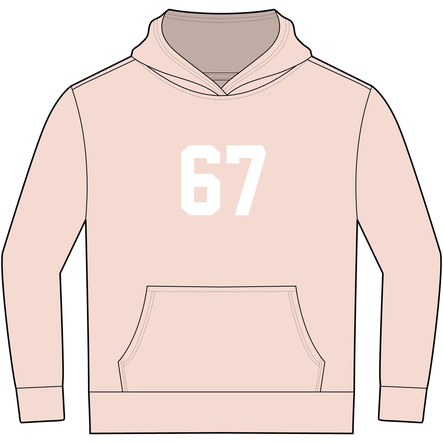Youth Hoodie - Meme 67 Kids Fleece Hoodie, white numbers