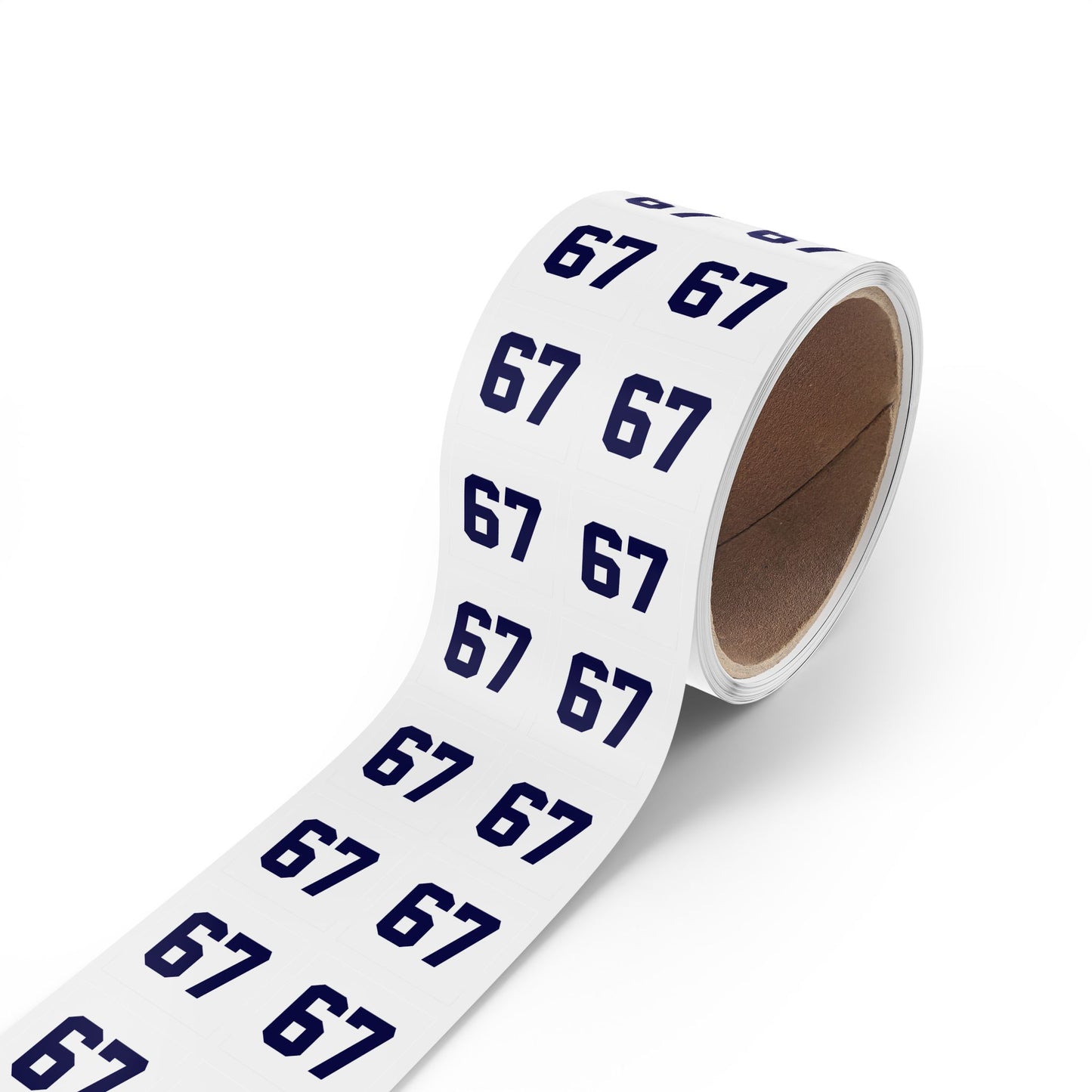 Number 67 Meme Square Sticker Rolls — Custom Sports Jersey Decal Labels