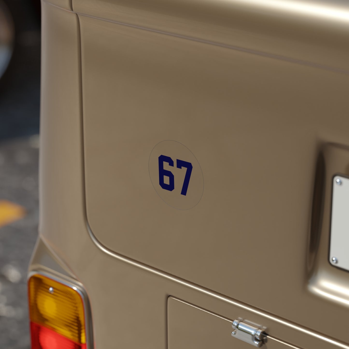 Round Transparent Outdoor Sticker — Navy '67' meme, Number Decal