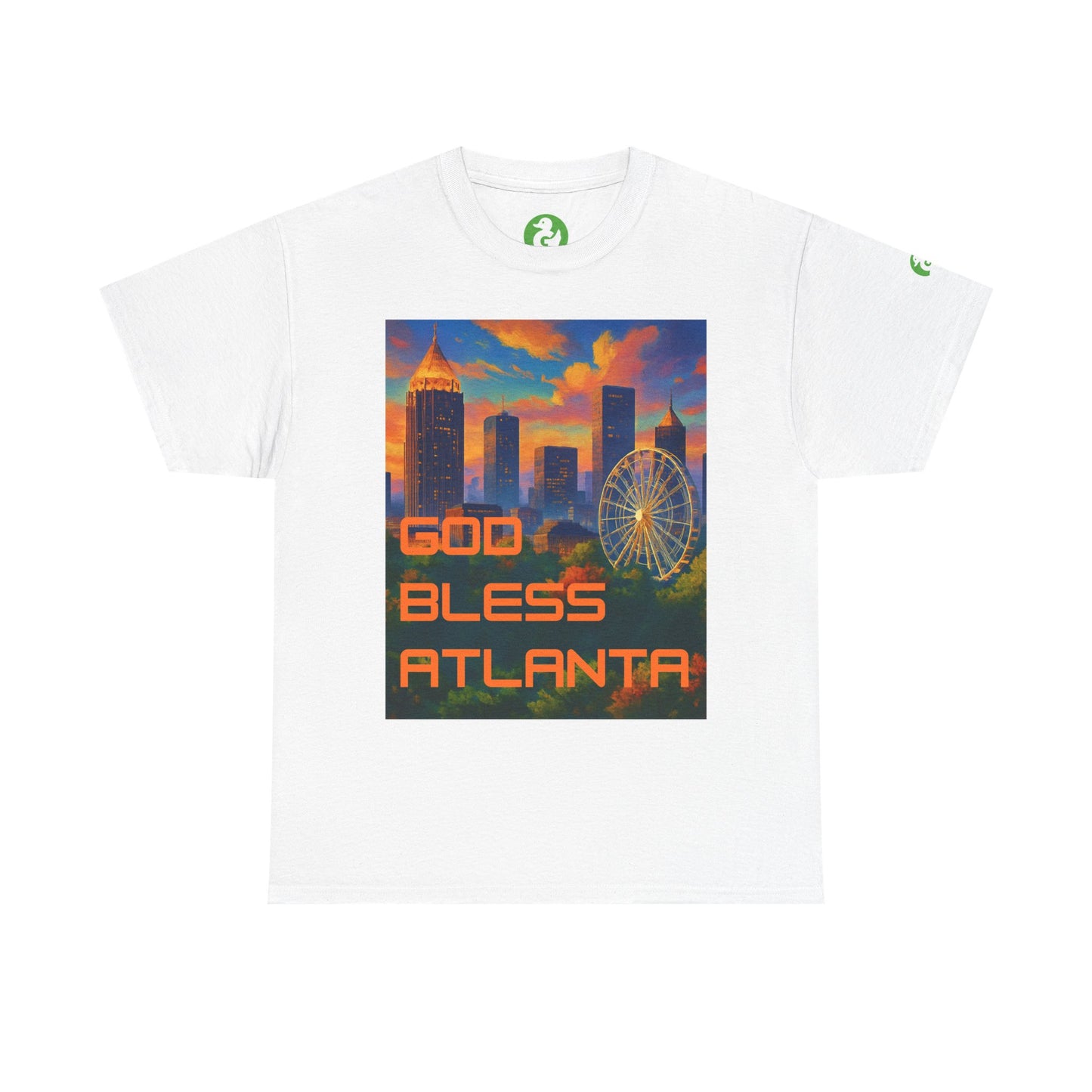 Camiseta con el horizonte de la ciudad - Diseño de Dios bendiga Atlanta