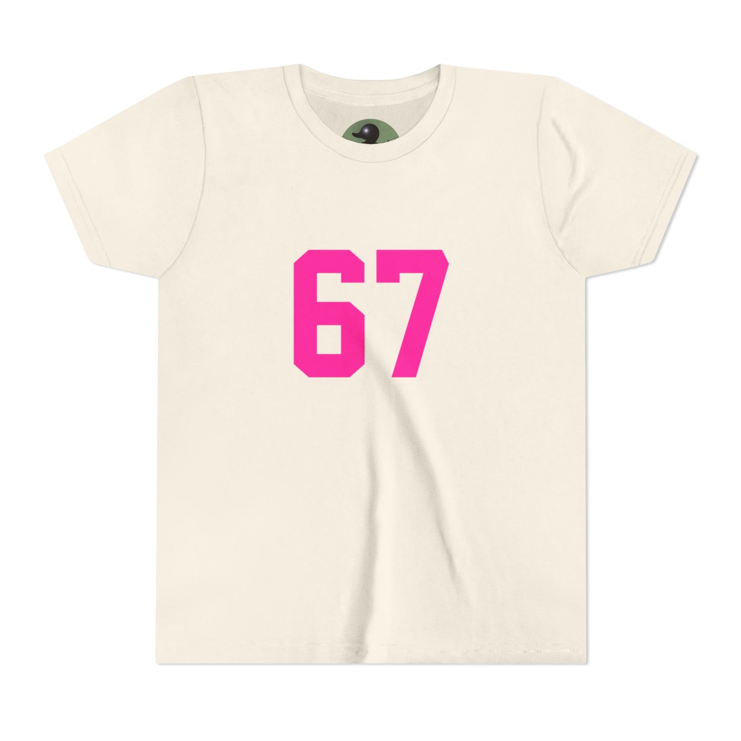 Youth Tee — Bold Pink "67" Number Sports Shirt, meme