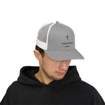 Cross Logo Trucker Hat - Green Duck Media Faith Collection