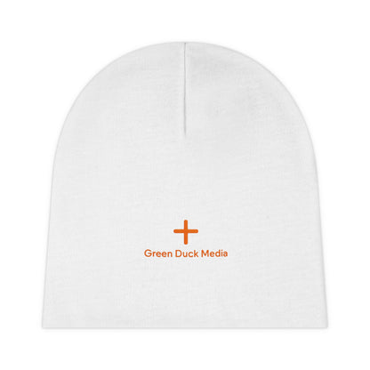 Cross Logo White & Orange Beanie - Green Duck Media Faith Collection