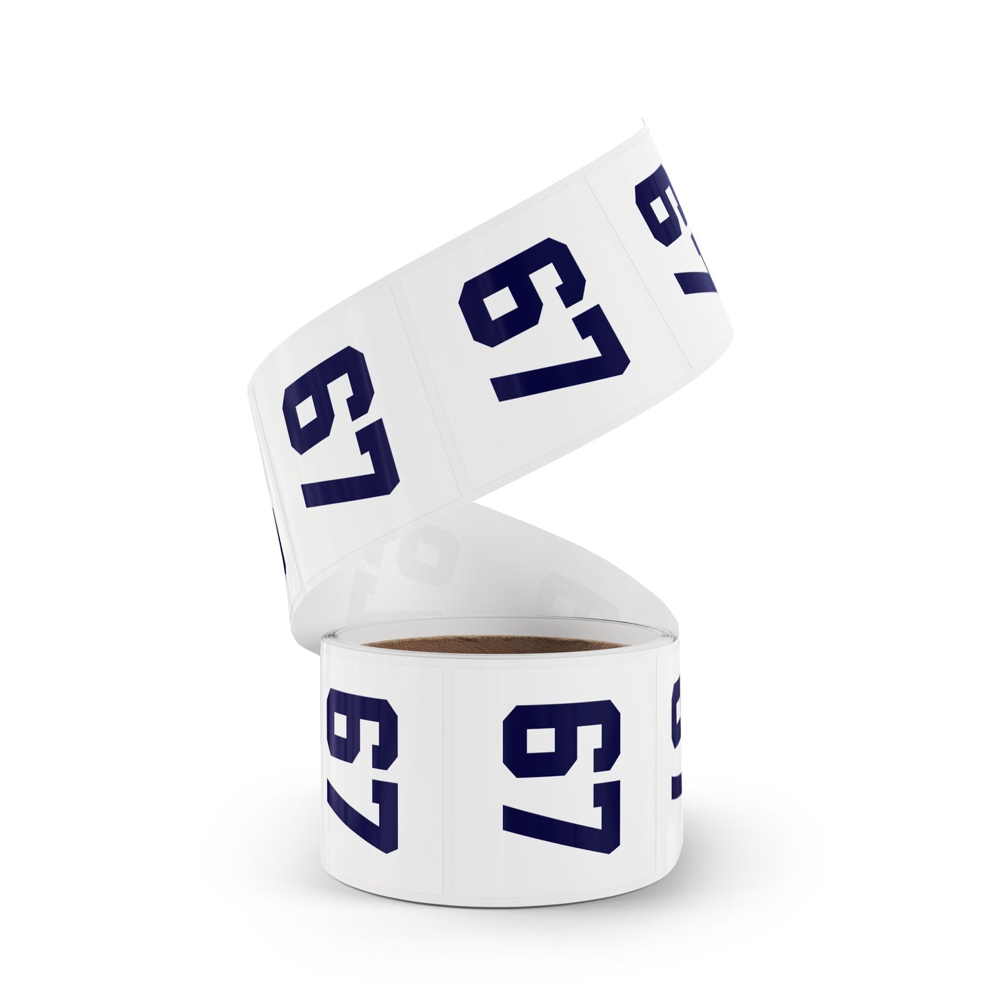 Number 67 Meme Square Sticker Rolls — Custom Sports Jersey Decal Labels