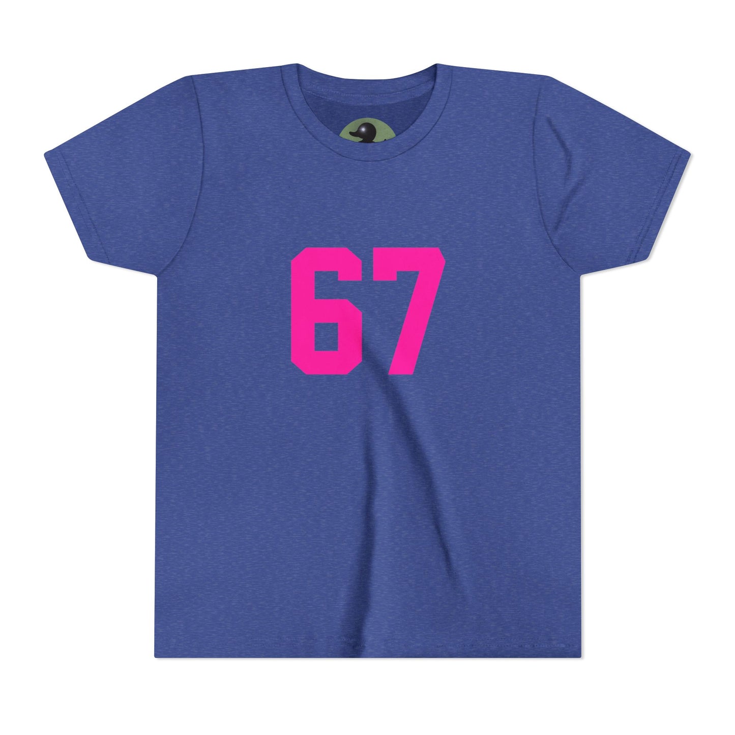 Youth Tee — Bold Pink "67" Number Sports Shirt, meme