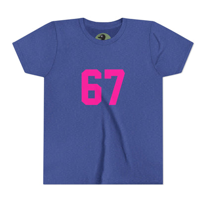 Youth Tee — Bold Pink "67" Number Sports Shirt, meme