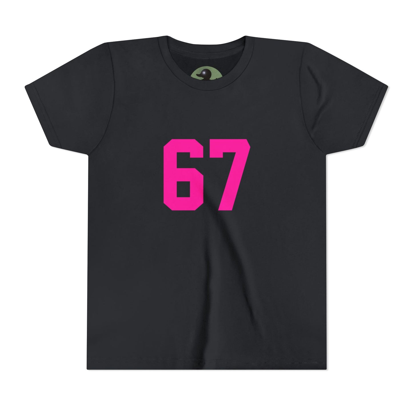 Youth Tee — Bold Pink "67" Number Sports Shirt, meme