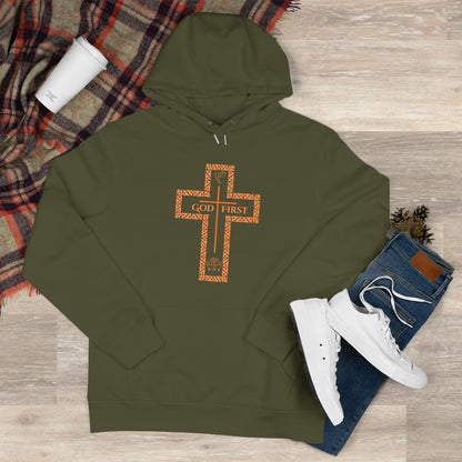 God First King Hoodie Sweatshirt with Decorative Cross Design