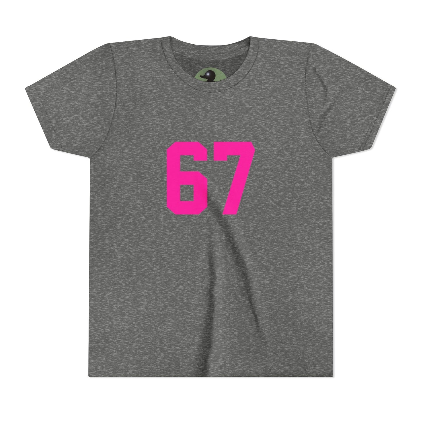 Youth Tee — Bold Pink "67" Number Sports Shirt, meme