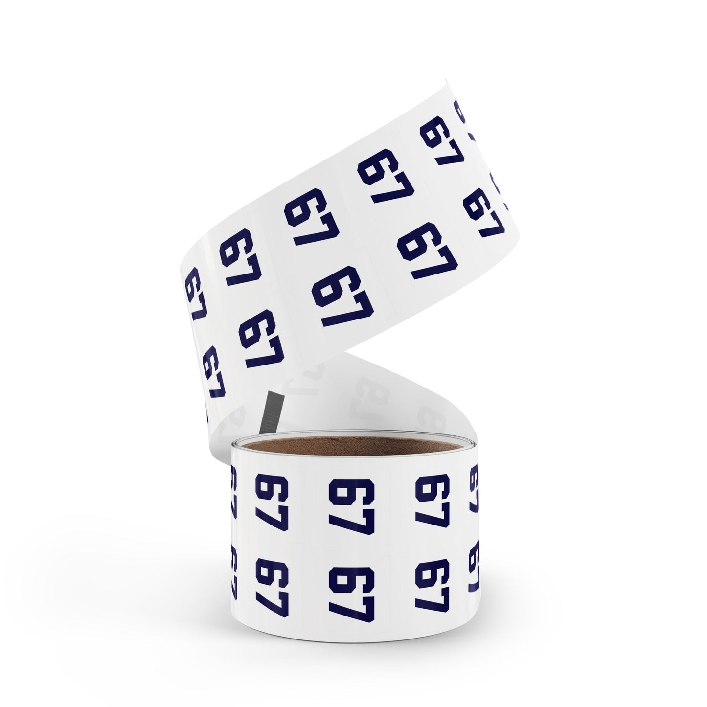 Number 67 Meme Square Sticker Rolls — Custom Sports Jersey Decal Labels
