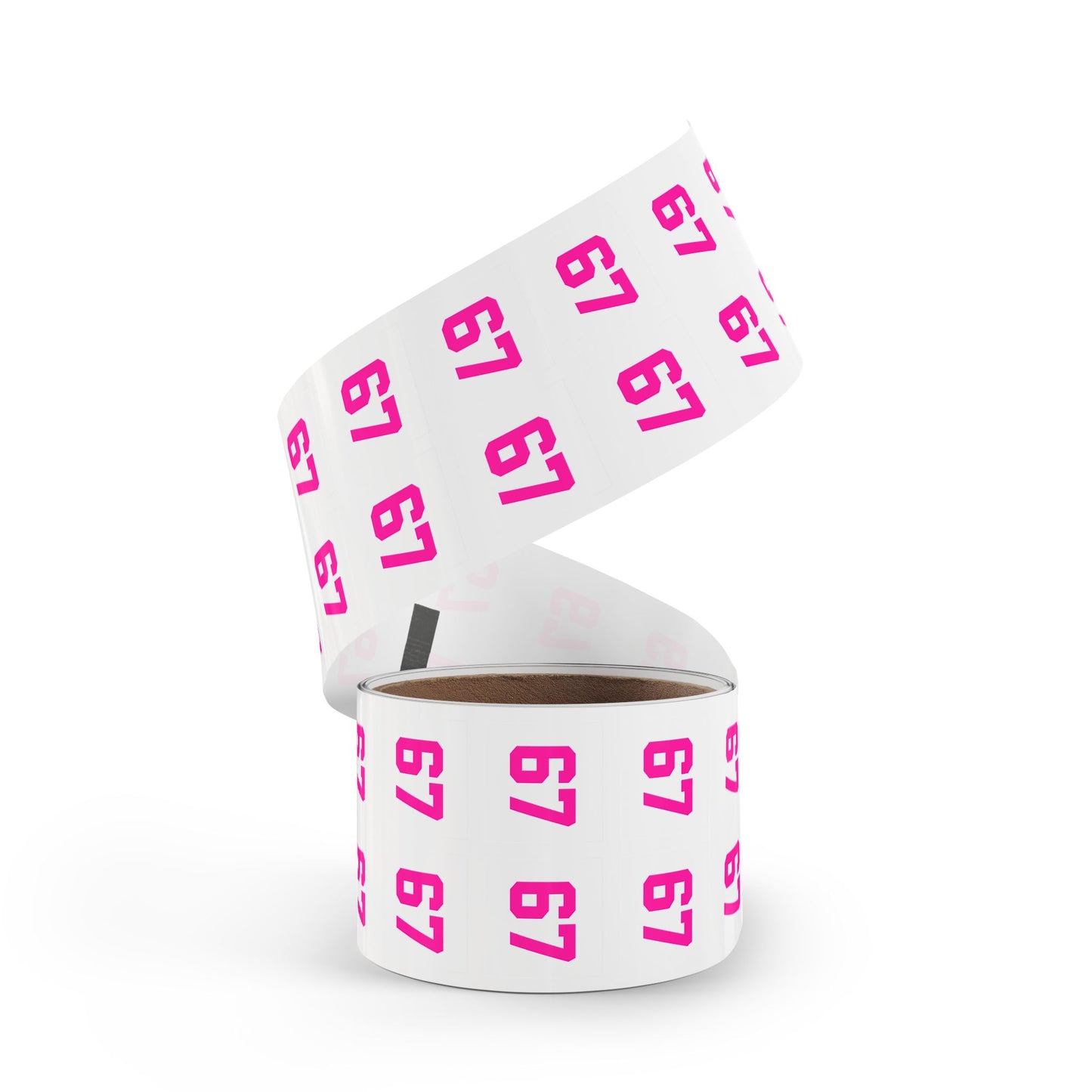 PINK - Number 67 Meme Square Sticker Rolls — Custom Sports Jersey Decal Labels