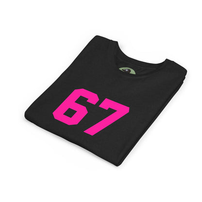 Youth Tee — Bold Pink "67" Number Sports Shirt, meme