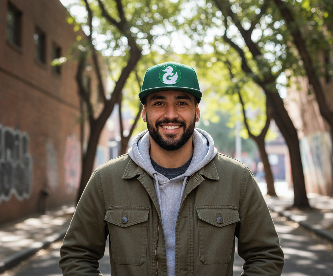 Forest Green Snapback Hat Mockup