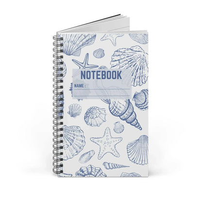 Nautical journal spiral notebook with seashell and starfish print for beach lovers